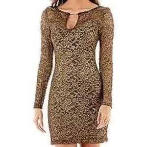Bisou Bisou | Dresses | Bisou Bisou Sheath Metalic Lace Dress | Poshmark